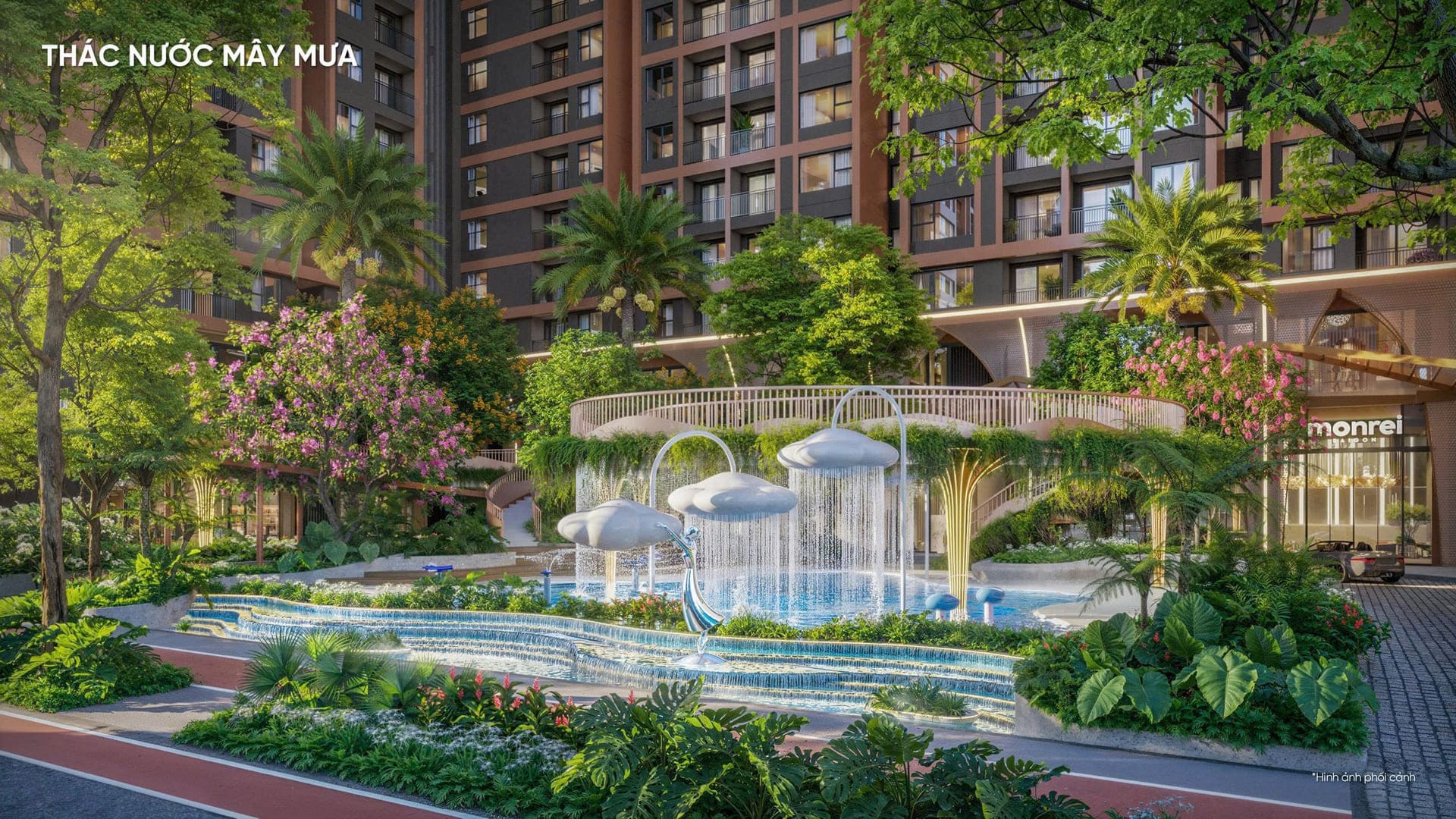 Phối cảnh thác nước mây mưa dự án Monrei Saigon